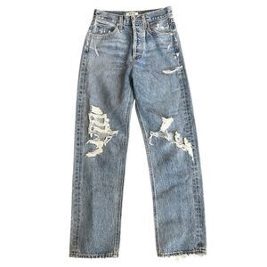 Agolde Classic Blue Denim with Silver Button